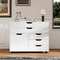 Modern Vertical 5-Drawer Mobile Chest with Door 5 Casters-White